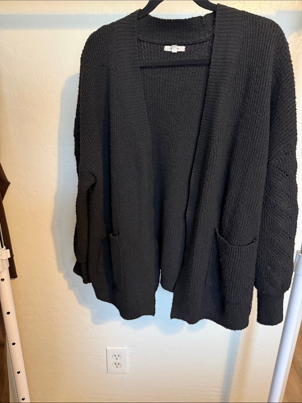 Maurices Black Open-Front Knit Cardigan with Pockets